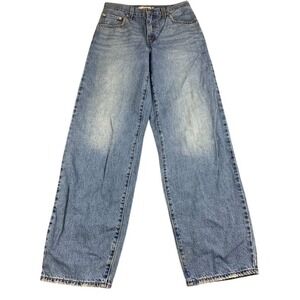 Levi's Baggy Dad Premium Jeans Women 24x32 Blue Wide Leg Loose Denim 100% Cotton